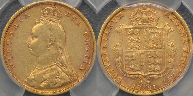 1891 Sydney Half Sovereign with JEB