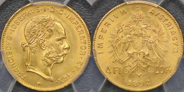 1892 Four Florins restrike
