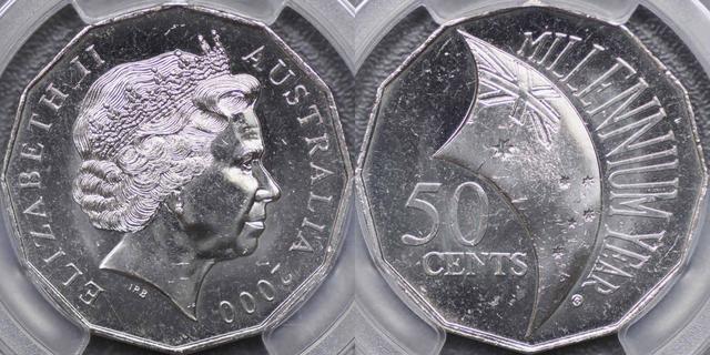 2000 Millennium Incuse Flag Fifty Cent