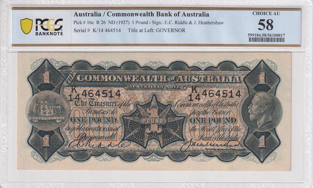 1927 Riddle/Heathershaw One Pound