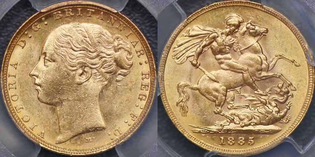 1885 Melbourne St George Reverse Sovereign