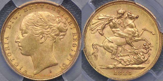 1885 Sydney St George Reverse Sovereign