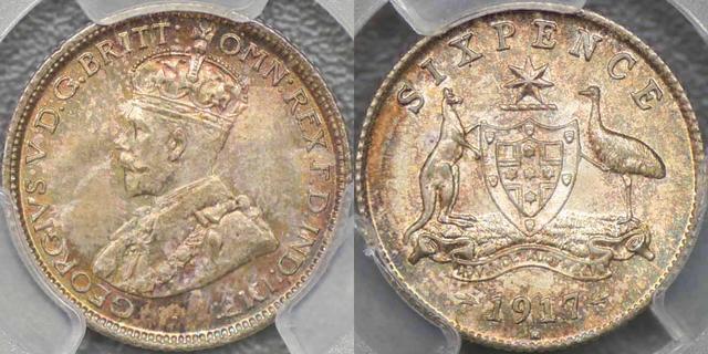 1917 Melbourne Sixpence