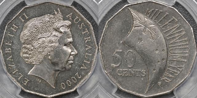 2000 Millennium Incuse Flag Fifty Cent