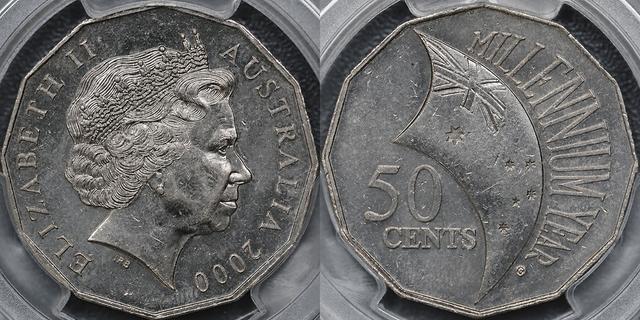2000 Millennium Incuse Flag Fifty Cent