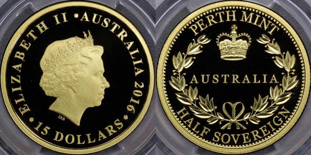 2016 Perth Mint "Half Sovereign" Fifteen Dollars