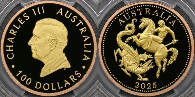 2025 Perth Mint "Five Sovereign" One Hundred Dollars pink gold gilding