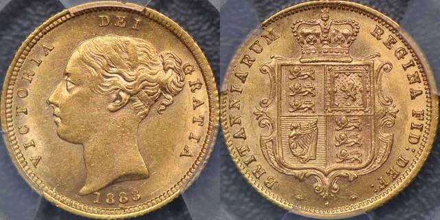 1883 Sydney Half Sovereign with toothed denticles